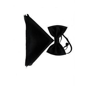 NEW QUIET LUXURY men's bow tie and pocket piece in black